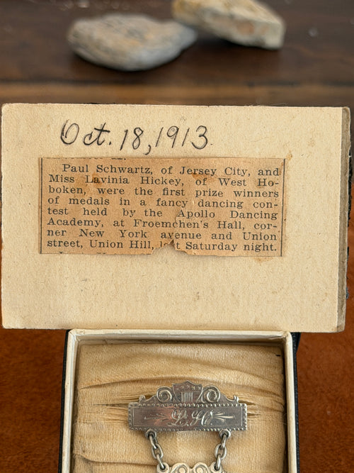 Antique 1913 Fancy Dancing First Prize Medal Pin Original Box