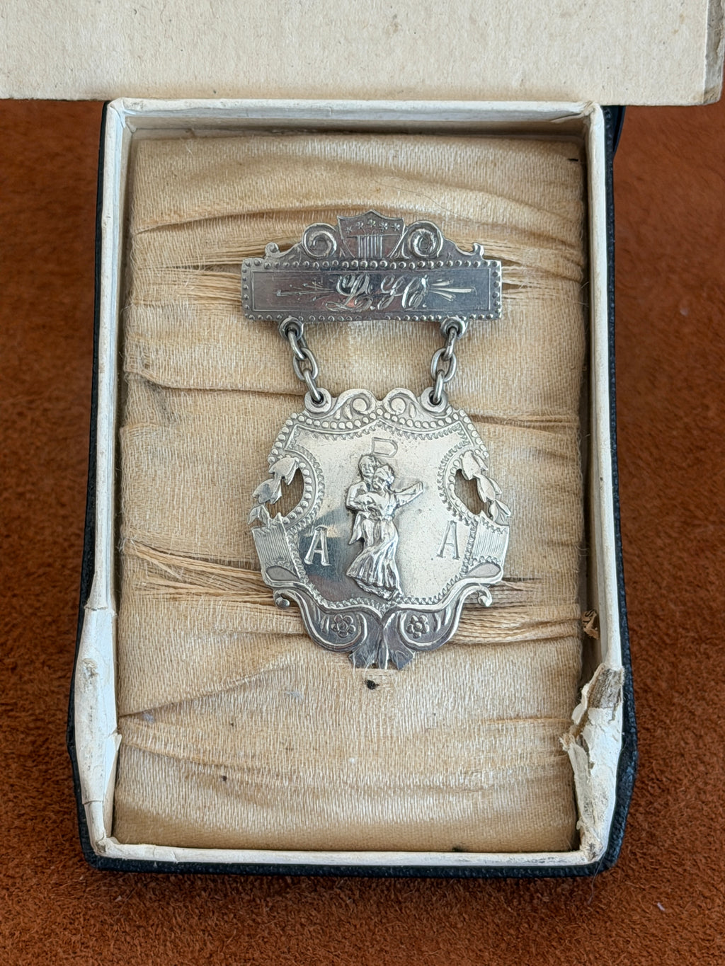 Antique 1913 Fancy Dancing First Prize Medal Pin Original Box