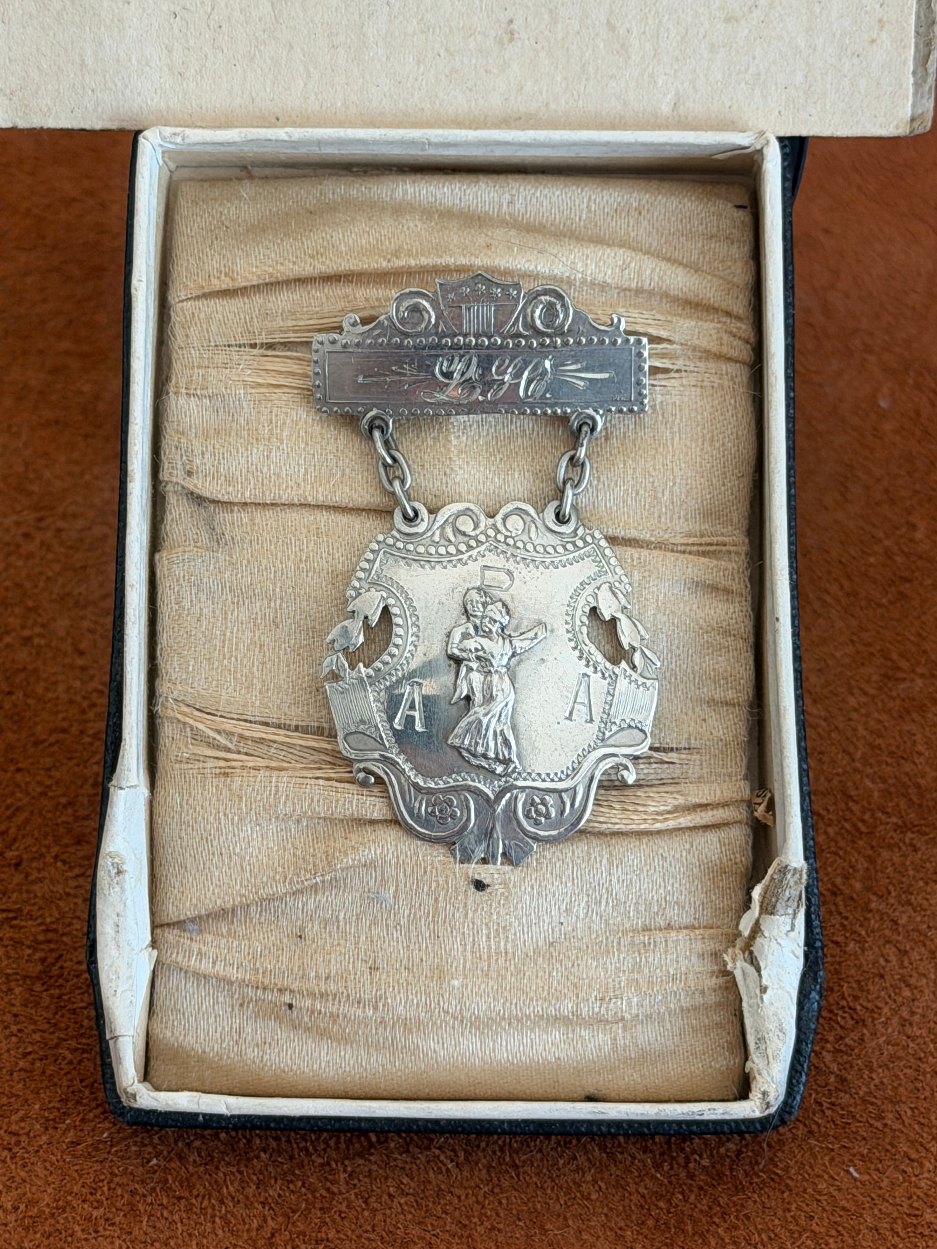 Antique 1913 Fancy Dancing First Prize Medal Pin Original Box
